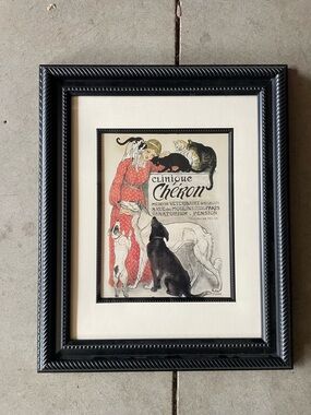 Clinique Chezon Vintage Pet Poster Framed Print - Red, Black, Cream